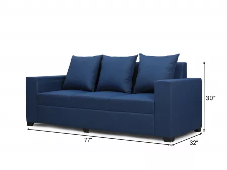 Hugo Upholstered 3 Seater Sofa in Blue Color
